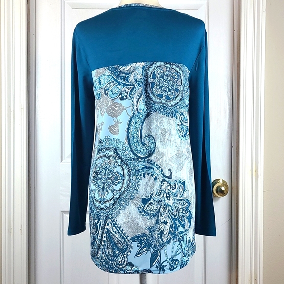 Chico's Mixed Material Blouse - Picture 5 of 10